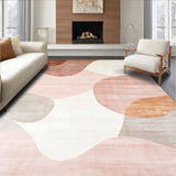 Contemporary Blush and Beige Abstract Featuring Fluid Shapes(Beige)
