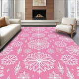Winter Entryway Decorative Snowflake Print Holiday Welcome(Pink)