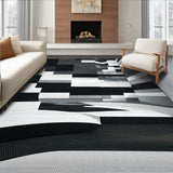 Contemporary Black White Area Stylish(Black)