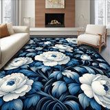 Elegant Floral Carpet Non Slip Floor Rug Modern Home Decor(Blue)