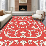 Elegant Floral Scroll Anti Slip Lightweight Decorative Throw(Red)