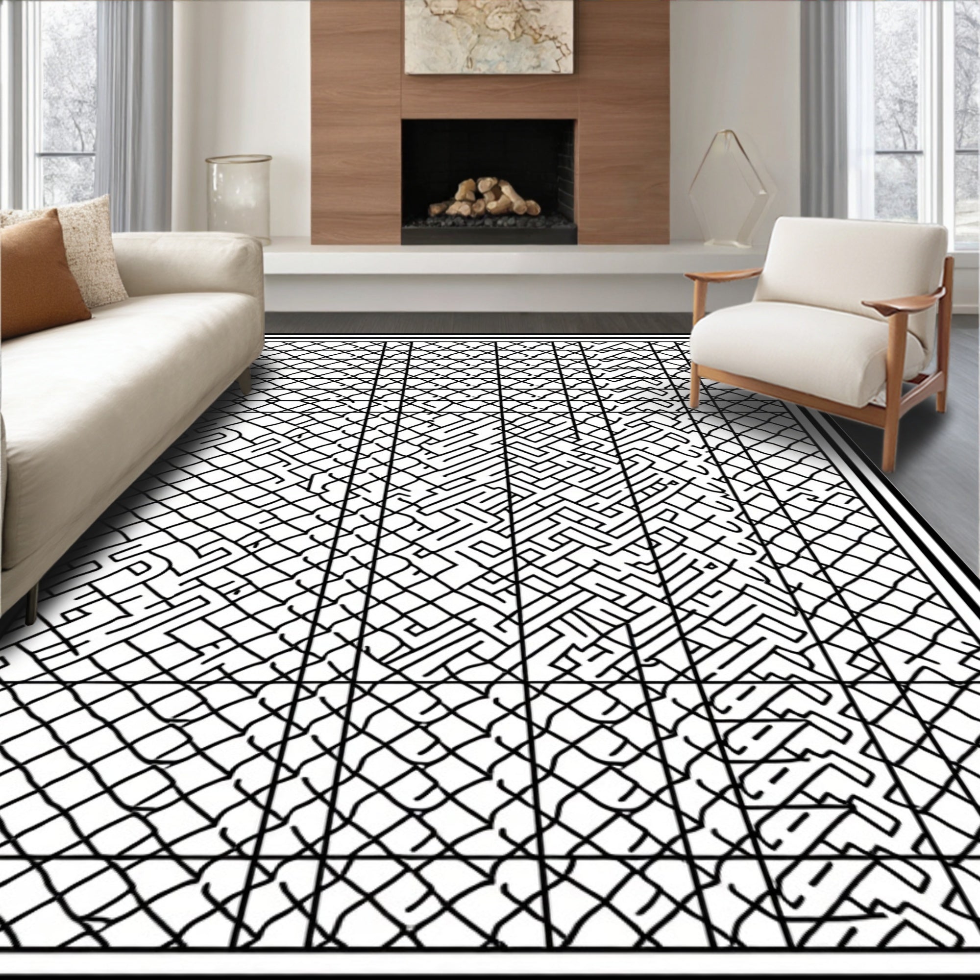 Luxurious Plush Lattice Elegant Accent (Black) - ODIKA