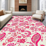 Ultra Soft Area Rug, Non Slip, Stain Resistant, Washable Area Rugs for Living Room, Bedroom, Paisley Floral Abstract Modern(Pink)