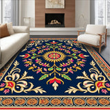 Blossoming Medallion Array with Flourishing Botanical Filigree Motifs(Navy)