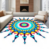 Sunburst Bohemian Style Floor with Knotted Fringe Finish (Blue)