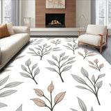 Botanical Leaf Anti Slip Floor Covering Boho (Gray)