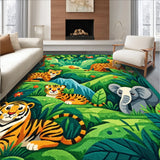 Ultra Soft Area Rug, Non Slip, Stain Resistant, Washable Area Rugs for Living Room, Bedroom, Vibrant Kids Jungle Theme Playroom Carpet(Green)