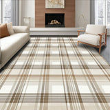 Contemporary Neutral Plaid Area with Beige and Light Brown Toned Squares(Beige)