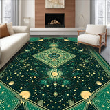 Ultra Soft Area Rug, Non Slip, Stain Resistant, Washable Area Rugs for Living Room, Bedroom, Vintage Celestial Zodiac(Green)