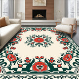 Ornamental Trellis with Stylized Rose Clusters (Beige)