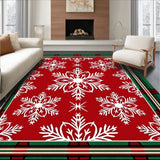 Festive Snowflake Holiday Accent With Decorative Plaid Border(Red)