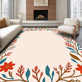 Elegant Boho Floral Frame with Wildflower Sprigs and Swirls(Red)