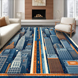 Ultra Soft Area Rug, Non Slip, Stain Resistant, Washable Area Rugs for Living Room, Bedroom, city road playmat rug(Blue)