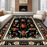 Antique Inspired Beetle and Bug with Interlaced Floral Elements(Black)