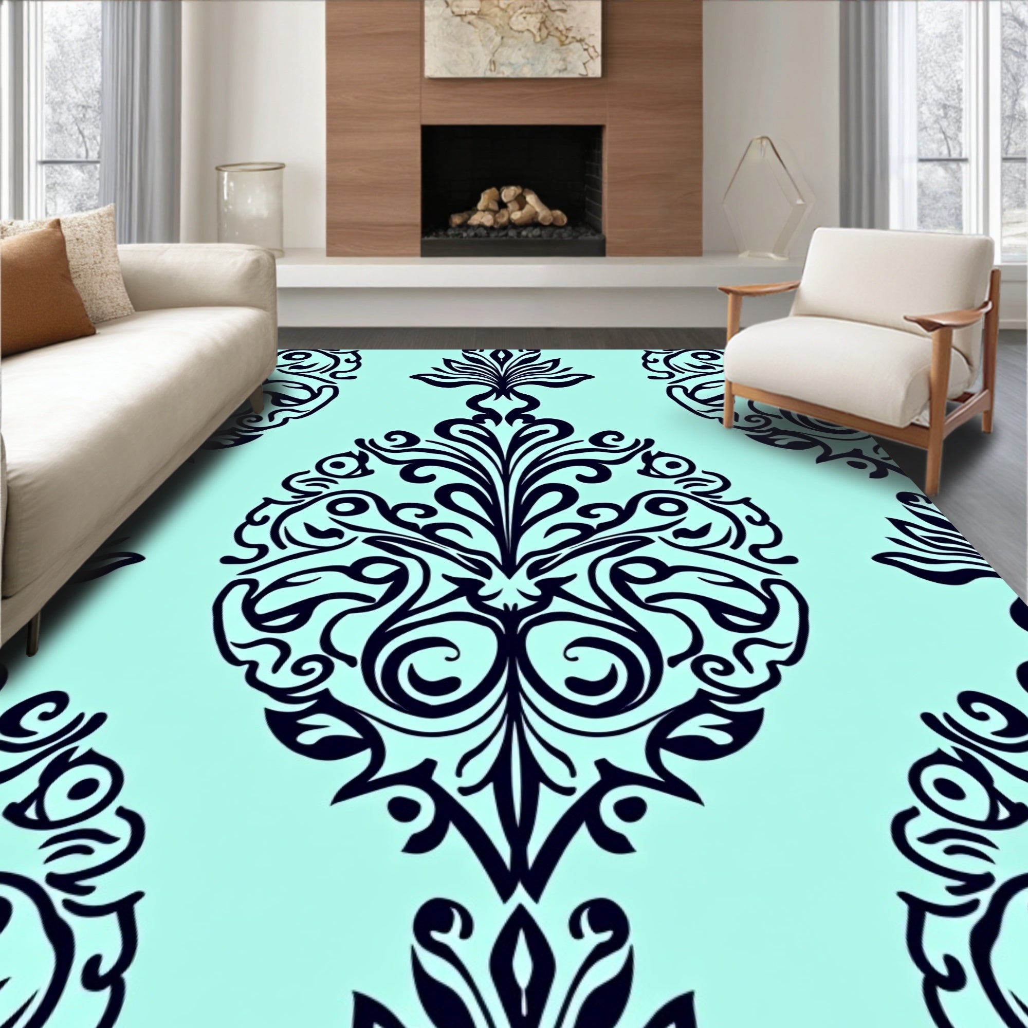 Seaside Damask Elegant Swirl (Blue) - ODIKA