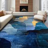Flow with Abstract Colorfields and Geometric Blue Gold Accents(Blue)