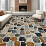 Boho Serenity Area With Cobblestone Shapes and Muted Earth Tones(Beige)