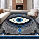 Ultra Soft Area Rug, Non Slip, Stain Resistant, Washable Area Rugs for Living Room, Bedroom, Evil Eye Tassel Boho(Blue)