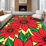 Seasonal Poinsettia Bloom Floor Covering with Festive Petal Design(Red)