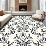 Classic Damask Scrollwork with Botanical Vine Motifs(Gray)