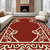 Botanical Vine Scrolls and Interlocking Lattice Design(Red)