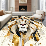 Lion Strength Beige Abstract Area Positive Quotes Wild Animal Decor(White)