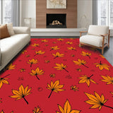 Autumn Leaves Falling Seasonal Motif Floor Covering(Red)