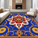 Vibrant Mosaic Tapestry Medallion Swirl Interlacing Design(Blue)