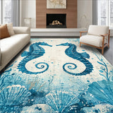 Trendy Ocean Themed with Decorative Seahorse and Shell(Blue)