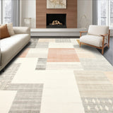 Boho Retro Area with Abstract Beige Checkerboard and Artistic Linework(Gray)