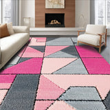 Ultra Soft Area Rug, Non Slip, Stain Resistant, Washable Area Rugs for Living Room, Bedroom, Shaggy Geometric Plush(Pink)
