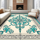 Wave Medallion with Intricate Border Design(Blue)