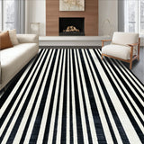 Monochrome Maze Graphic Stripe Woven Accent for Entry(Black)