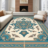 Modern Slate Medallion Motif with Subtle Vintage Distressing(Beige)