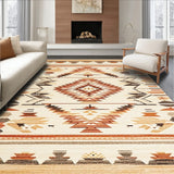 Boho Chic Area Beige and Brown Southwestern Inspired(Beige)