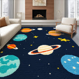 Ultra Soft Area Rug, Non Slip, Stain Resistant, Washable Area Rugs for Living Room, Bedroom, Outer Space Themed Kids(Blue)