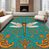 Bohemian Dragonfly Garden Medallion with Paisley Flourishes (Blue)