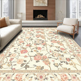 Elegant Beige Kitchen Area Floral Runner Non Slip(Ivory)