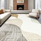 Abstract Swirls Area Chic Modern Low Pile Non Slip(Beige)