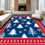 Nordic Fir Tree with Snowflake Motifs and Festive Plaid Border(Blue)