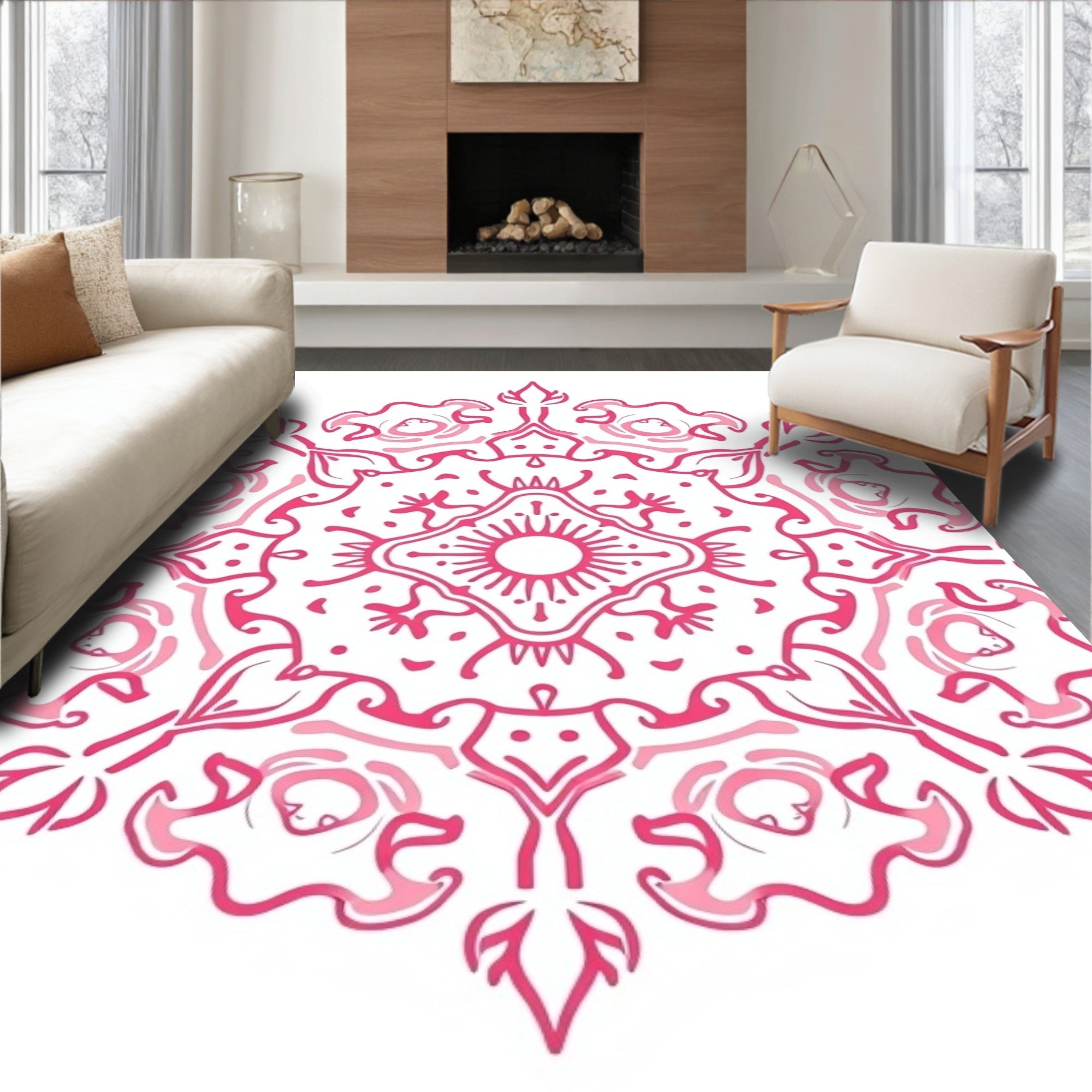 Burst Floral Medallion Decorative with Intricate Petal Design (Pink) - ODIKA
