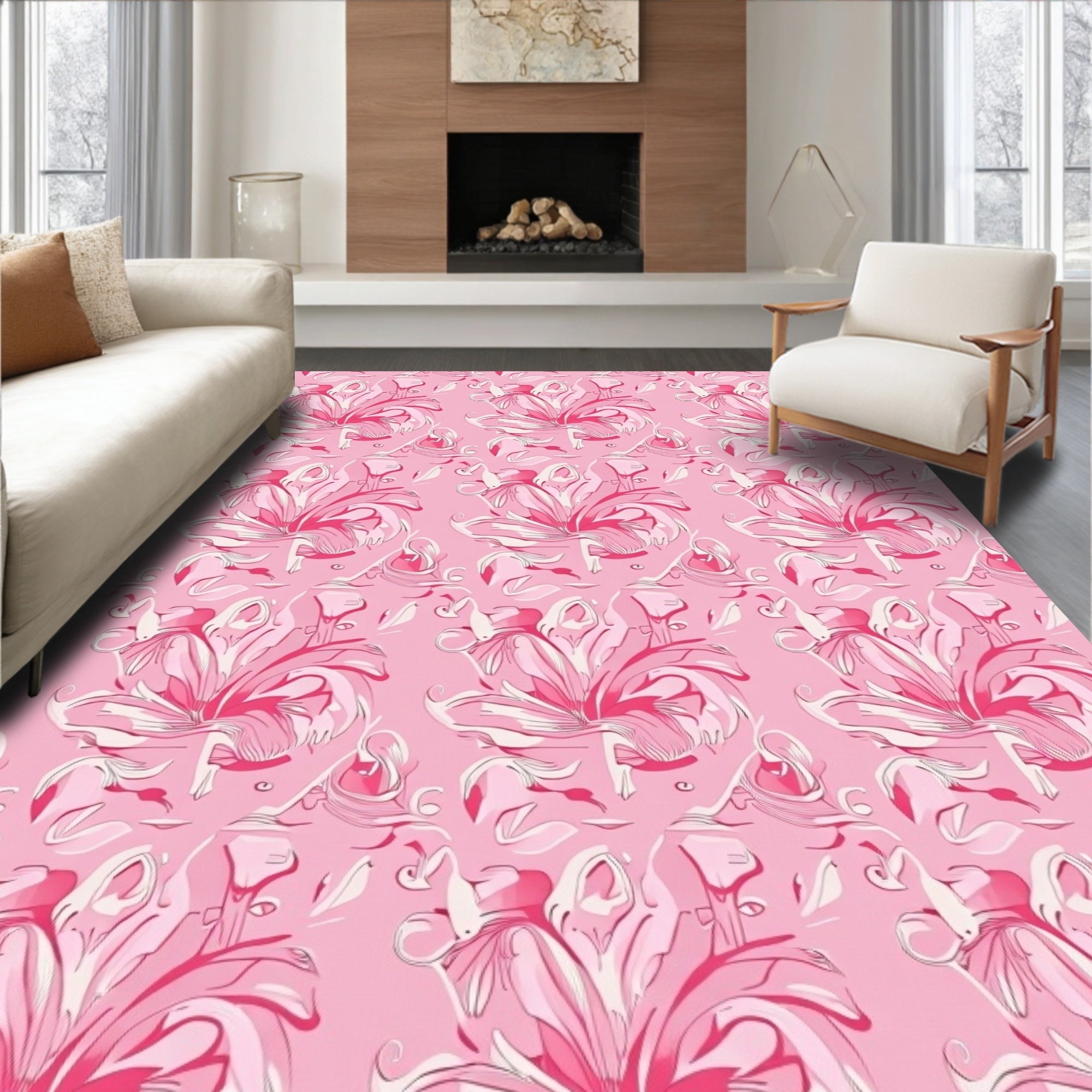 Dreamy Petal Whirl with Delicate Swirling Floral Motifs (Pink) - ODIKA