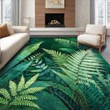 Exotic Greenery Non Slip Carpet With Artistic Botanical Pattern(Green)