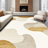 Contemporary Beige Low Pile Abstract Bordered Area(Beige)