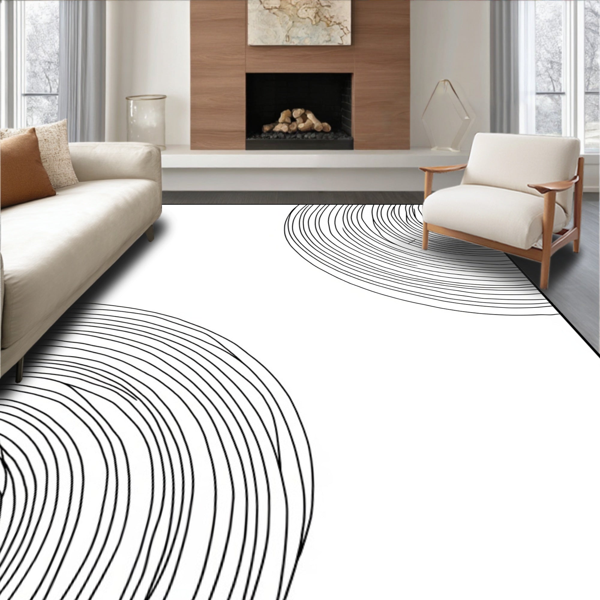 Dynamic Swirling Lines with Angular Mesh Overlay (Black) - ODIKA