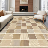 Chic Checkerboard Area Earthy Beige Tone Geometric Patterned(Beige)