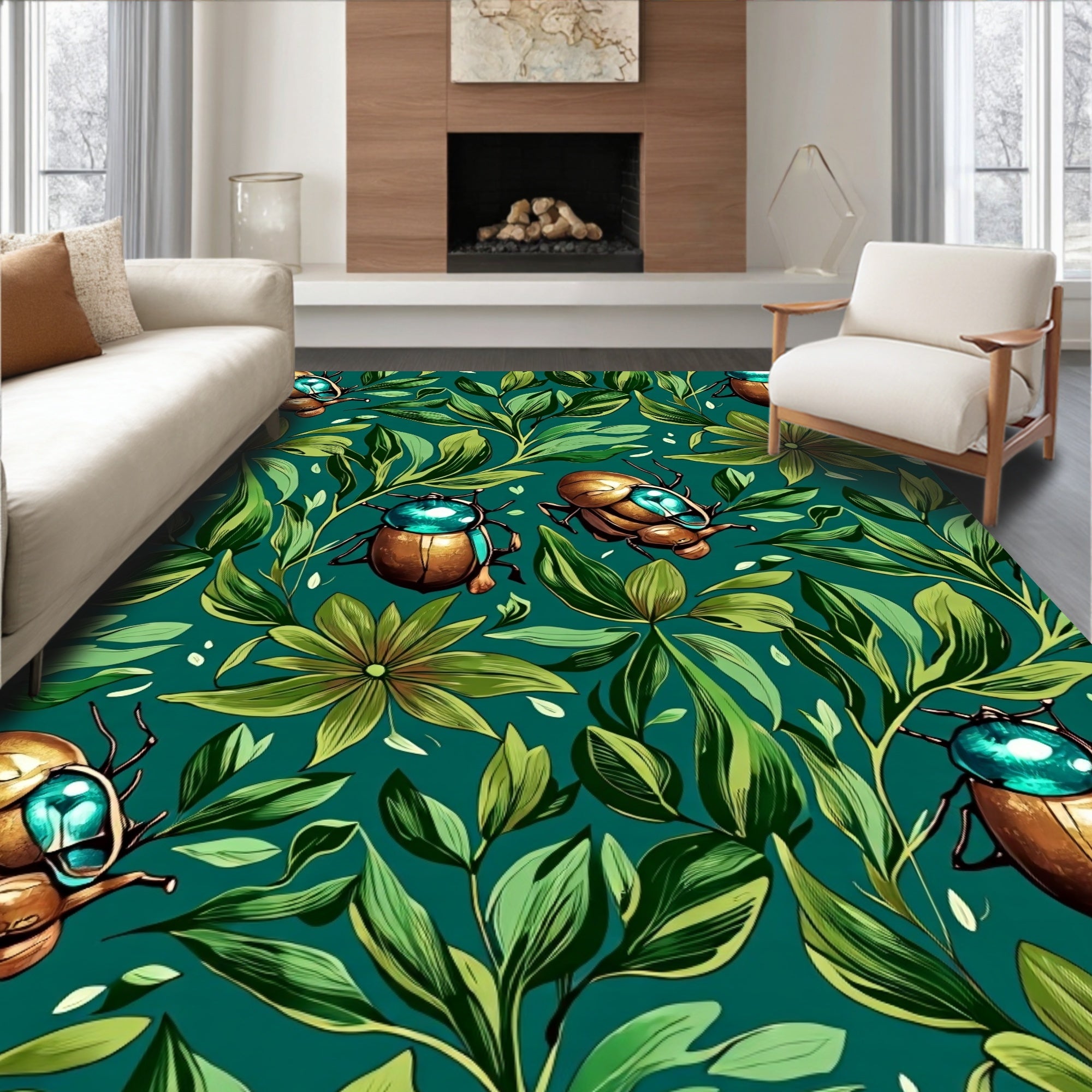 Tropical Beetle Oasis with Exotic Leaf Arrangements (Blue) - ODIKA