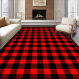 Layering Doormat Rug Buffalo Plaid Carpet Christmas Red Design(Red)