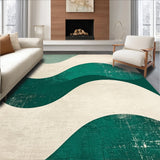 Ultra Soft Area Rug, Non Slip, Stain Resistant, Washable Area Rugs for Living Room, Bedroom, Modern Distressed Wave(Green)