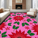 Poinsettia Bloom Floor Covering with Vibrant Petal Arrangements(Pink)